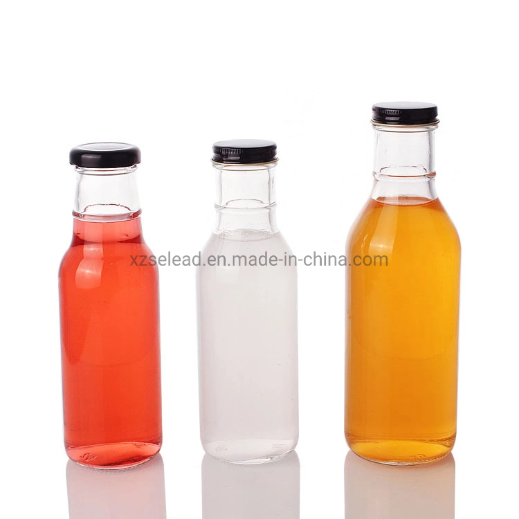 250ml 350ml Ring Neck Hot Sauce Glass Bottle with Screw Caps for Cold Brew Kombucha Juice 500ml