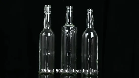 Chine Bouteilles en verre Usine Conception personnalisée en gros 500 ml 750 ml Effacer Vide Gin Whisky Liqueur Brandy Vodka Bouteille en verre de vin