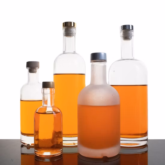 En gros 700 ml 750 ml 500 ml clair rond vide rhum whisky esprit Gin Vodka verre bouteille d'alcool avec bouchon en liège