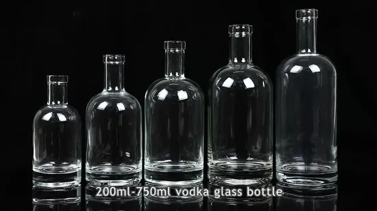 Logo imprimant la bouteille en verre transparente transparente de vin de glace de forme ronde pour le gin