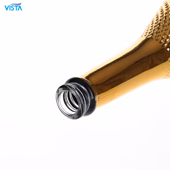 Bouteille en verre de champagne or galvanoplastie de 750 ml avec bouchon couronne