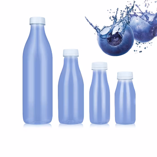 Bouteille en plastique vide d'emballage de boisson de jus de lait avec le chapeau en métal