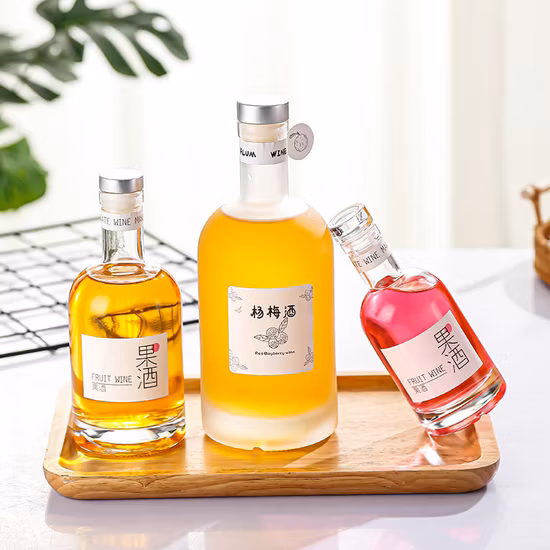 Bouteille de vin en verre transparent vide Whisky 200 ml 250 ml 500 ml 750 ml Bouteille de vodka champagne avec liège