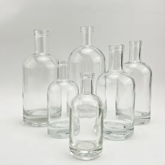 En gros 1000 ml 750 ml 500 ml 375 ml 200 ml 100 ml Bouteille En Verre Gin Whisky Vodka Spirit Bouteille En Verre pour Liqueur avec Liège