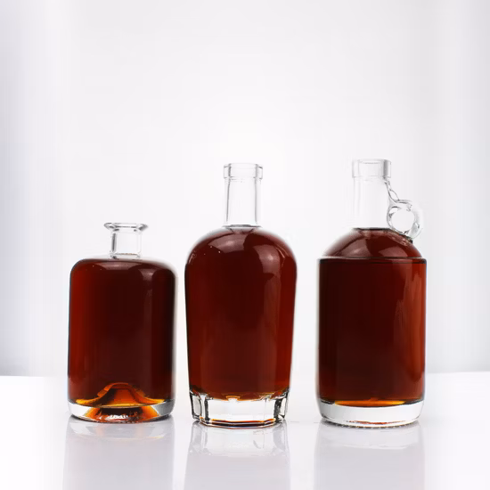 Vente en gros 200 ml 375 ml 500 ml 700 ml 750 ml 1000 ml 6,5 oz 12,5 oz 16,5 oz 23 oz 25 oz 33 oz Bouteille de vin en verre Bouteille de vodka en verre Bouteille d'alcool en verre Bouteille de gin en verre