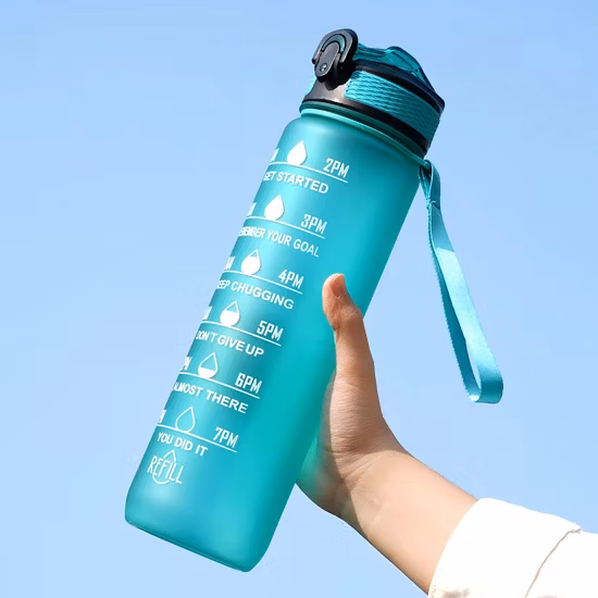 Bouteille d'eau de motivation sportive sans BPA étanche Tritan personnalisée de 32 oz avec paille de marqueur de temps
