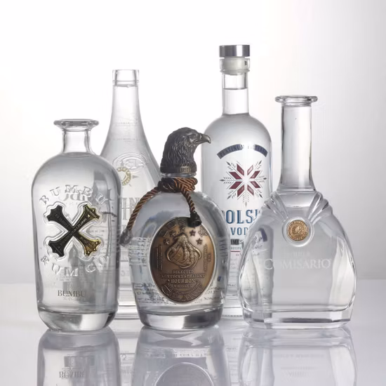 750ml Premium Heavy Extra Flint Decal Printing Rum Gin Vodka Whisky Whisky Bouteille en verre