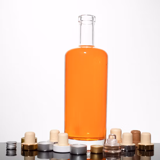 750 ml de haut clair beau vin/alcool/tequilar/vodka/whisky/brandy bouteille en verre avec motif décoratif en relief