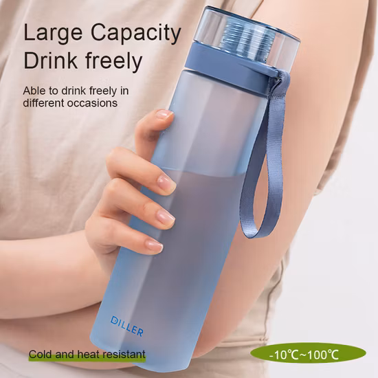 Bouteille d'eau sans BPA en Tritan givré de sports portables en gros avec corde