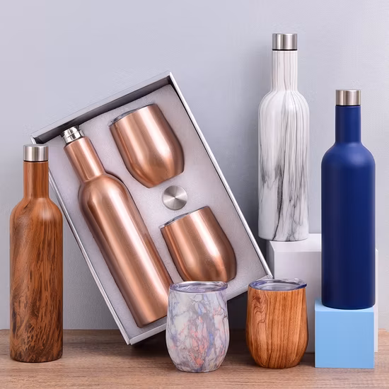 Bouteilles de vin en acier inoxydable avec couvercle