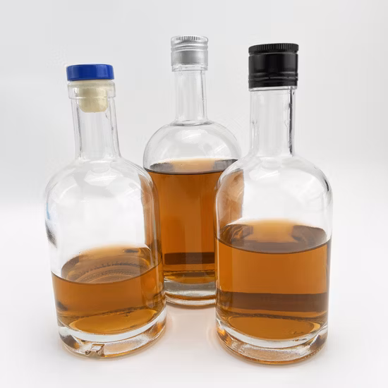 Logo personnalisé en relief clair 500 ml 700 ml 750 ml Rhum Tequila Gin Brandy Rhum Whisky Vodka Liqueur Spiritueux Bouteille En Verre