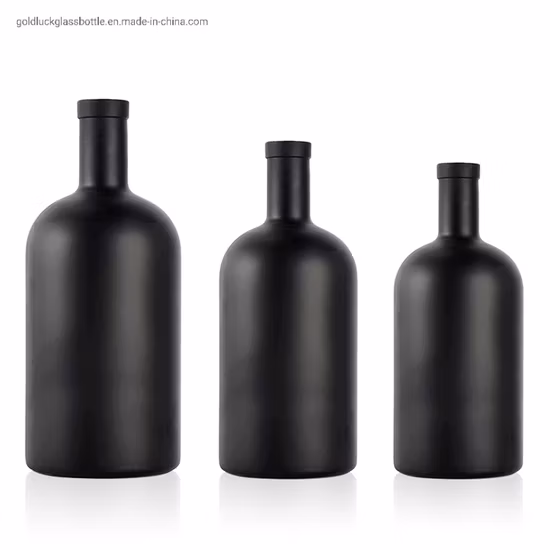 Mini fournisseur de bouteilles en verre de forme ronde 100 ml 200 ml 250 ml 500 ml 700 ml 1000 ml Liège lourd Top Lagrge Vin Whisky Brandy Tequila Gin Bouteille avec liège
